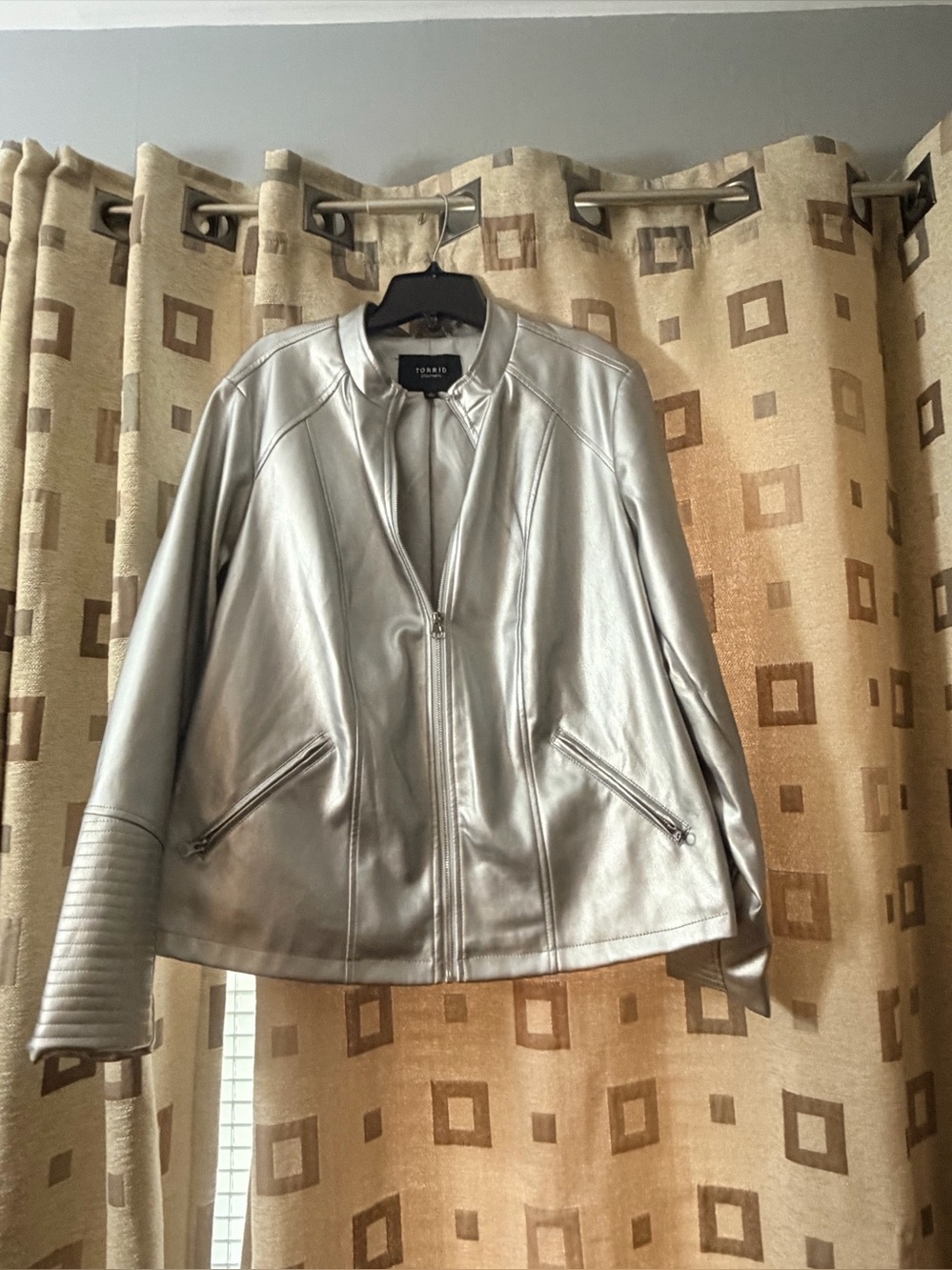 torrid Metallic Silver Faux Leather Zip-Front Jacket